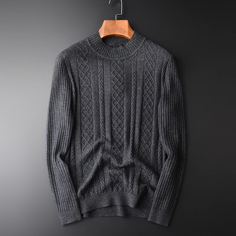 Minglu Argyle Sweater Men Luxury Wool And Rabbit Hair Mink