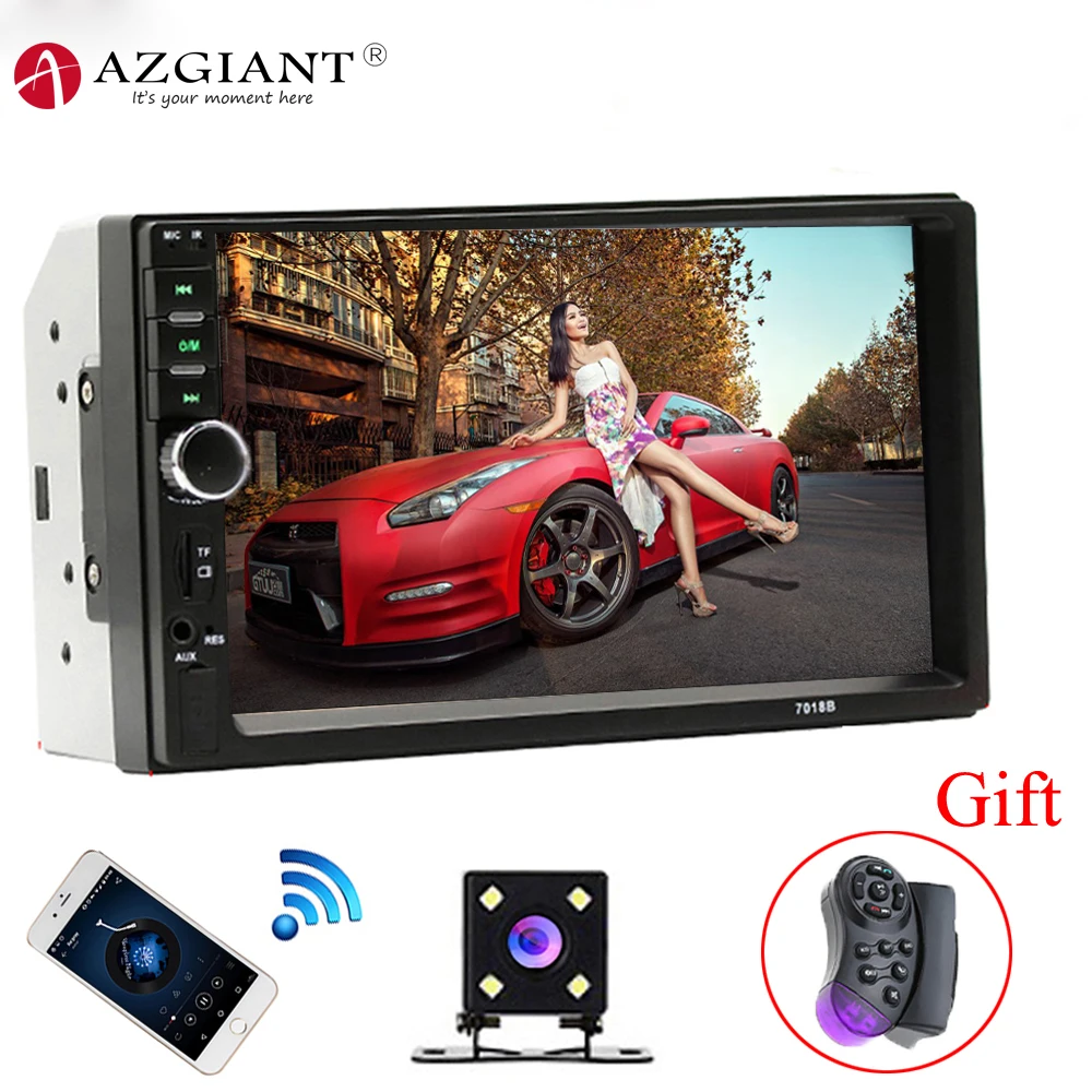 AZGIANT 7018B " HD сенсорный Авторадио bluetooth MP5 плеер Wince система с резервной камерой заднего вида FM стерео радио