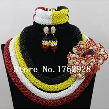 Последние винно-красные/белые/желтые/черные 4 ряда индийские женские Бижутерия Набор ручной работы африканских кристалл ожерелье набор