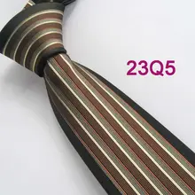 Yibei Coachella Галстуки Для Мужчин's Галстуки узкий галстук новое поступление черный с Коричневый и серый цвет полосы жаккарда сплетенные галстук узкий галстук для Для мужчин