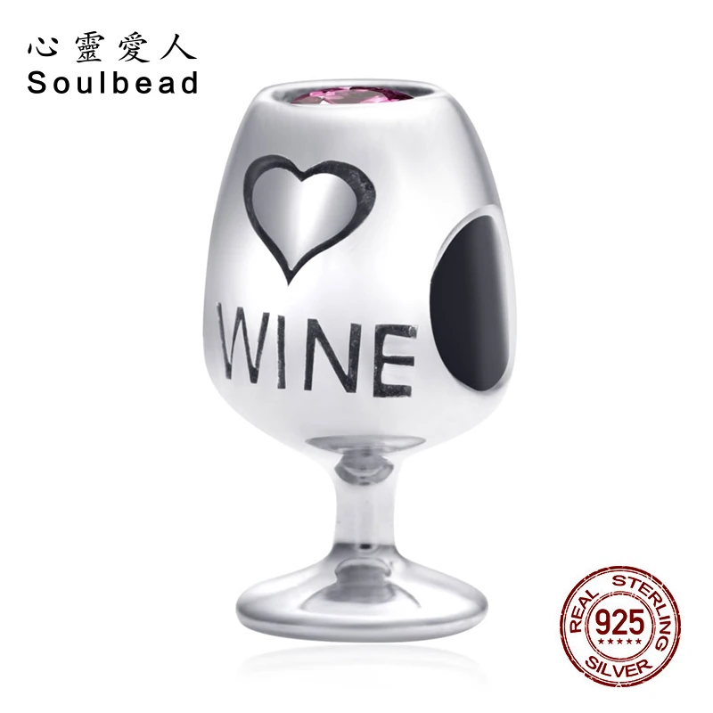 Soulbead 925 Sterling Silver Wine Glass Love Charm Fit Pandora Charms