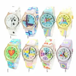 Новый Детские часы с рисунком из мультфиломов для мальчиков и девочек дети движение водостойкие кожа Спортивные кварцевые наручные часы
