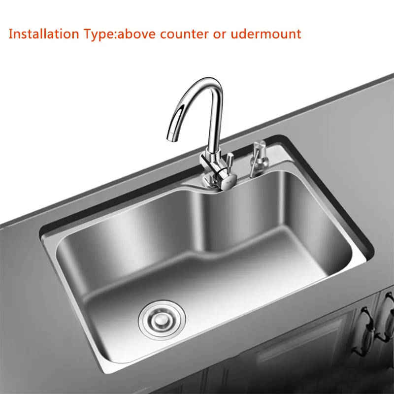 kitchen sink stainless steel Finished brushed single bowl sink kitchen above counter or undermount without faucet sinks