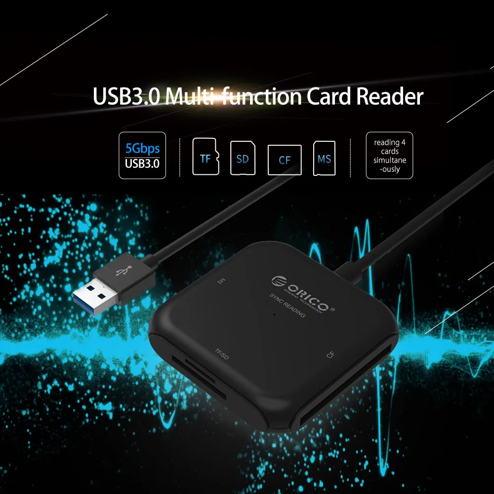 Orico 4 в 1 Usb 3,0 считыватель смарт-карт флэш-карта памяти для Tf/Sd/MS/Cf 4 карты чтения и записи данных
