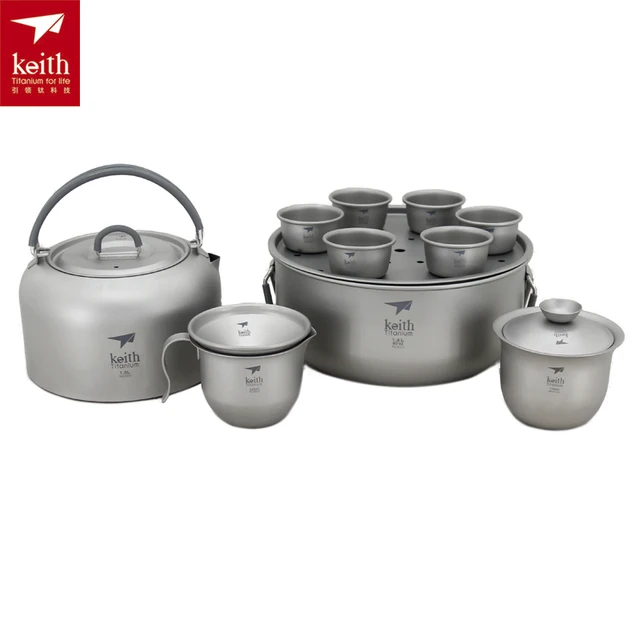 Best price at $355 Cheap Keith 1000ML Titanium Tea Set Camping Cup 365g Ti3900