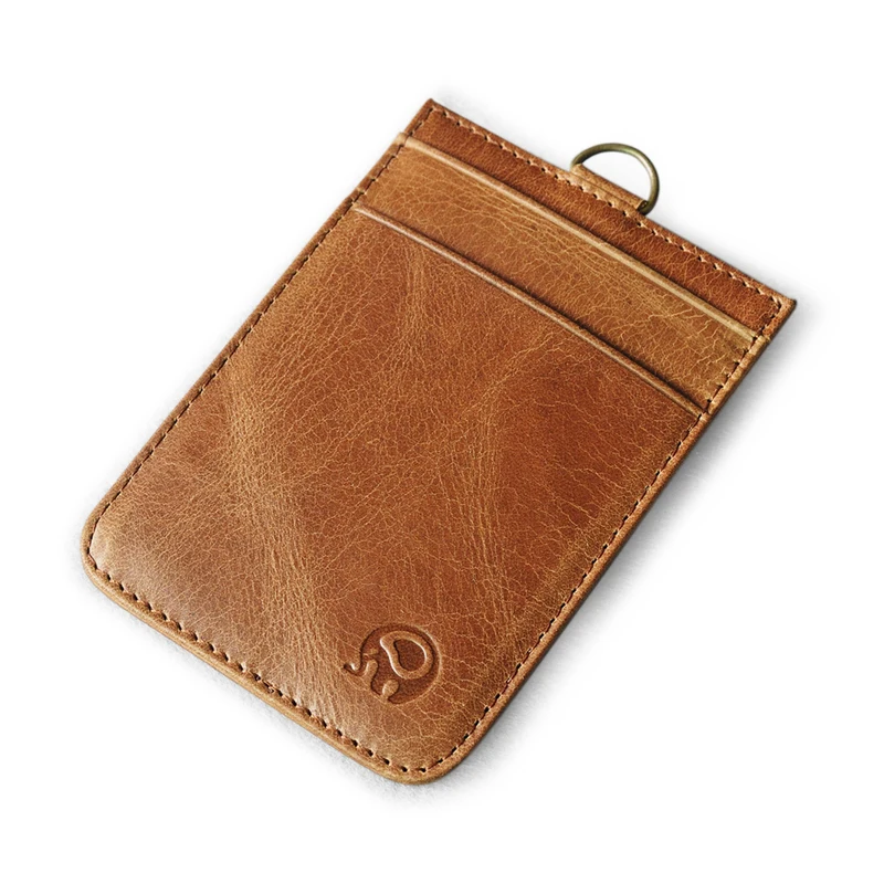 

Neck Wallets 100% Genuine Leather Cowhide Card Holders Brown color ID Card Folders Accept Customized Credit Card Covers