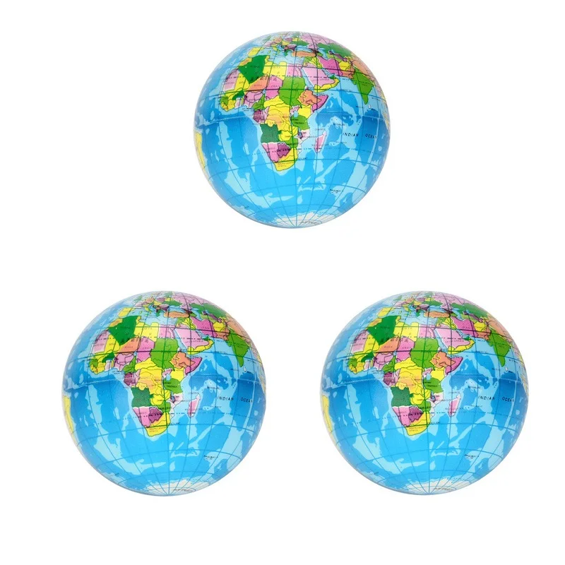 76 мм Мягкое снятие стресса карта мира пена мяч атлас Глобус Пальма планета земной шар приседать антистрессовые игрушки для детей Juguetes - Цвет: 3pcs 60mm