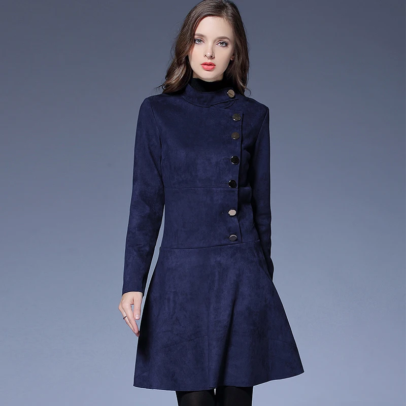 

Plus Size Button Velvet Dress Women Winter Royal Blue Dropped Waist Dresses Elegant Lady Office Party Clothing 4XL MUSENDA