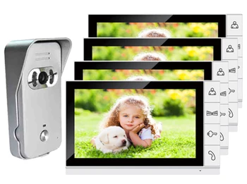 

XinSiLu Top Quality 9"Video Door Phone Home Security Intercom System Doorbell 700TVL HD IR Camera for Villa 1camera+4monitors