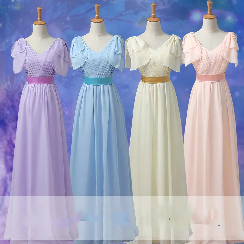 

Sweet Memory Sky blue champagne pink purple chiffon Bridesmaid dresses Promotional Price SW0050-29