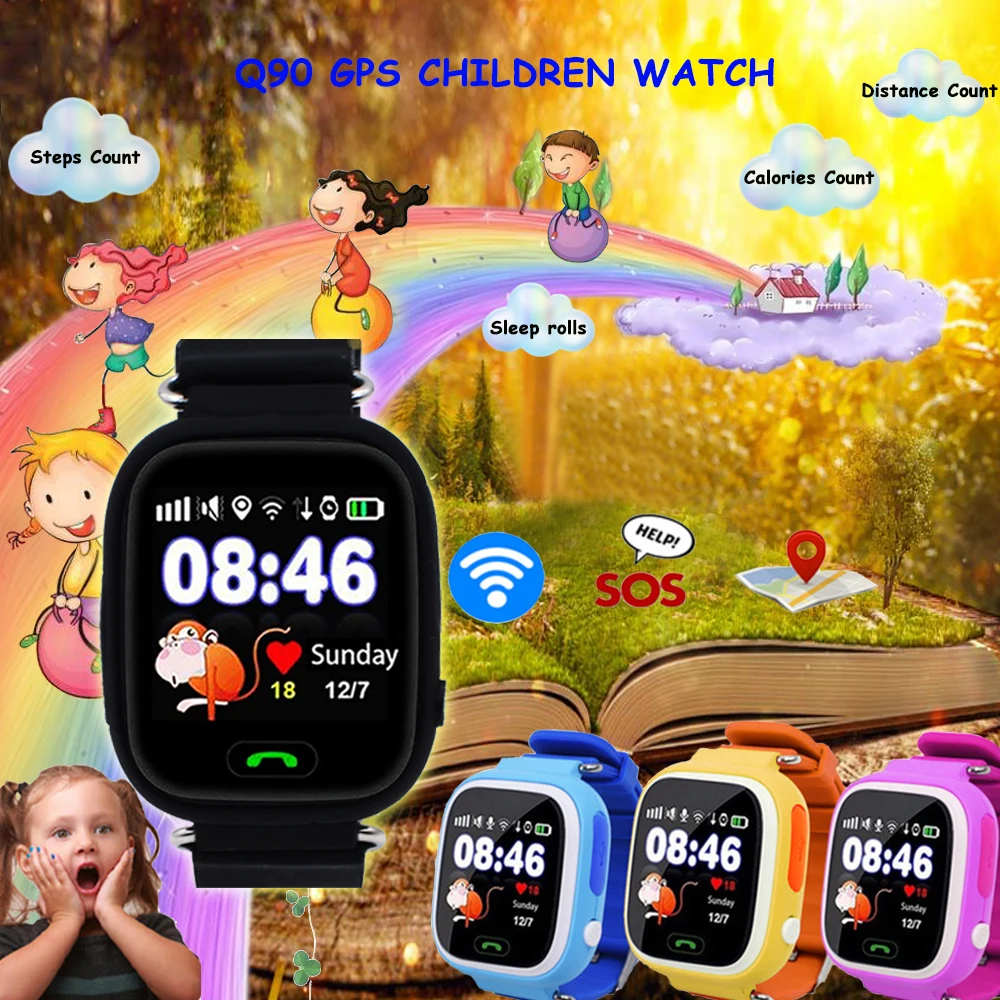 Q90 gps малыш Смарт часы Baby анти потерянный местоположение трекер SOS телефон Фитнес