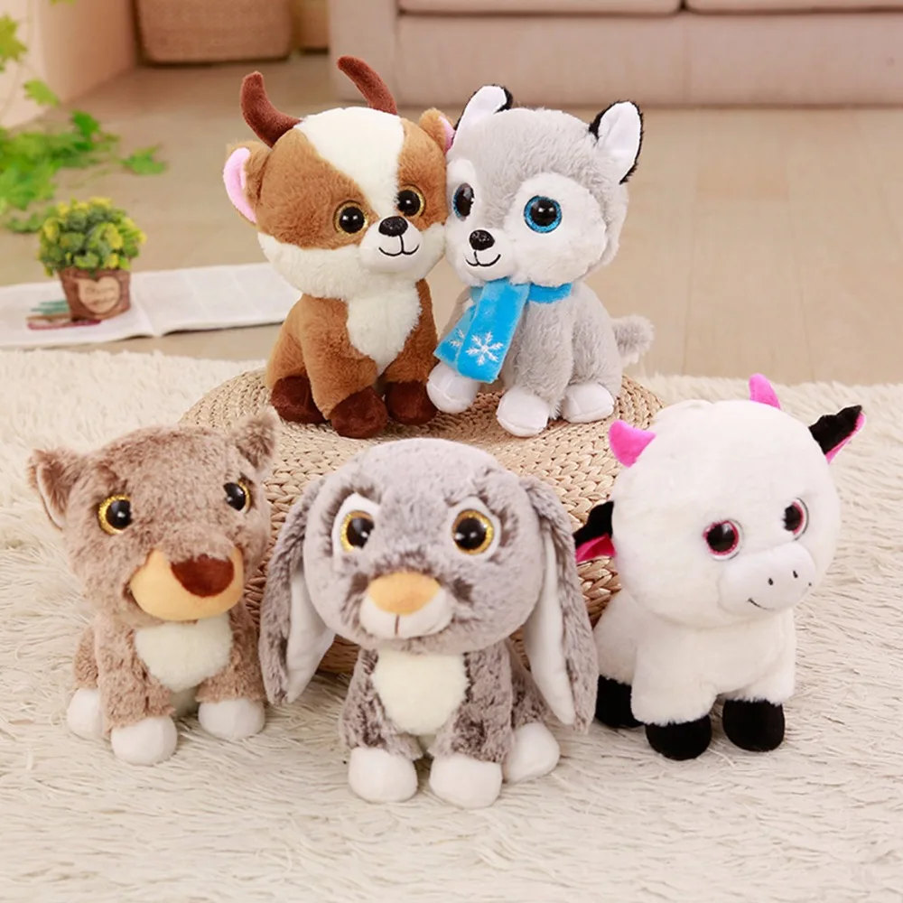 

Cute Kawaii Small Cartoon 9inch Animal Stuffed Plush Doll Toy Cow Husky Dog Rabbit Sheep Plush Toys For kids
