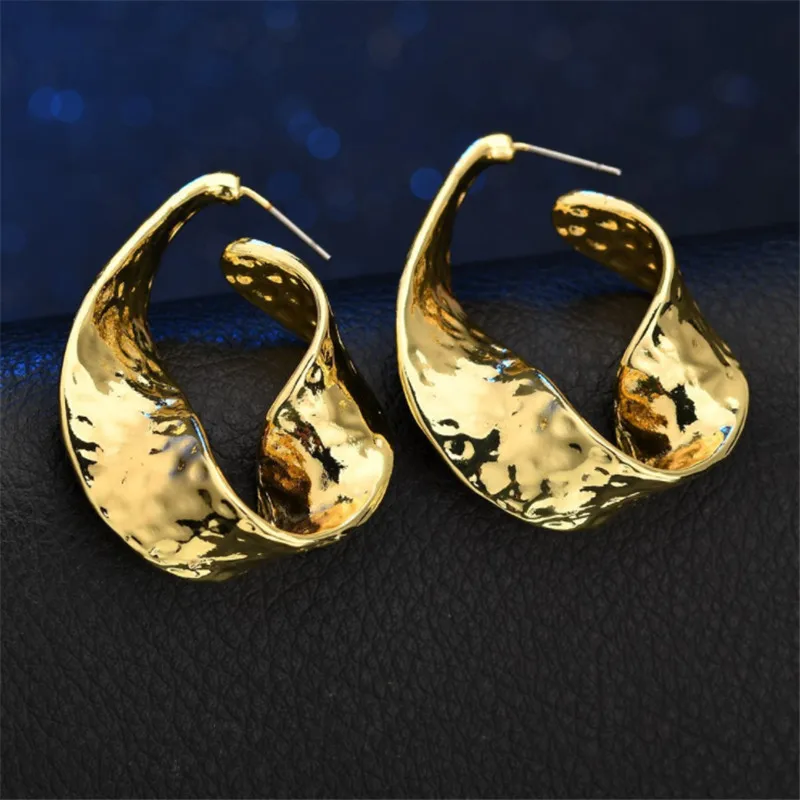 2019 Fashion Earrings Jewelry Gold Metal Irregular Geometric Earring For Women Boucle d'oreille | Украшения и аксессуары
