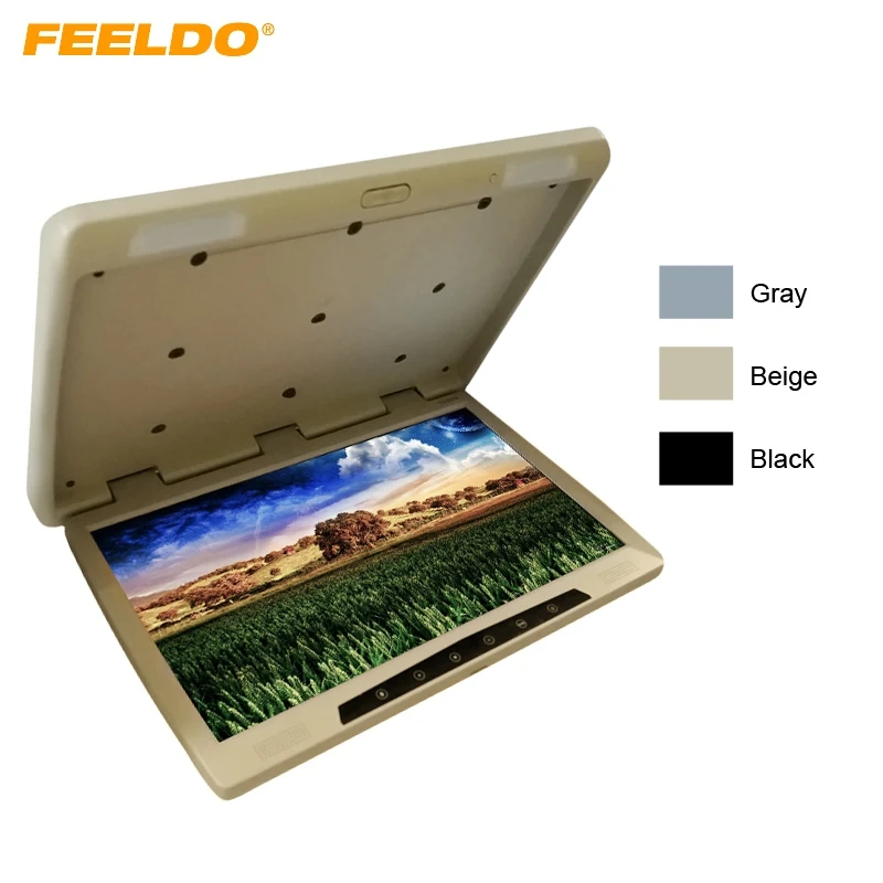 FEELDO шина автомобиля 22 дюймовая сенсорная кнопка Flipdown TFT LCD монитор на крышу HD