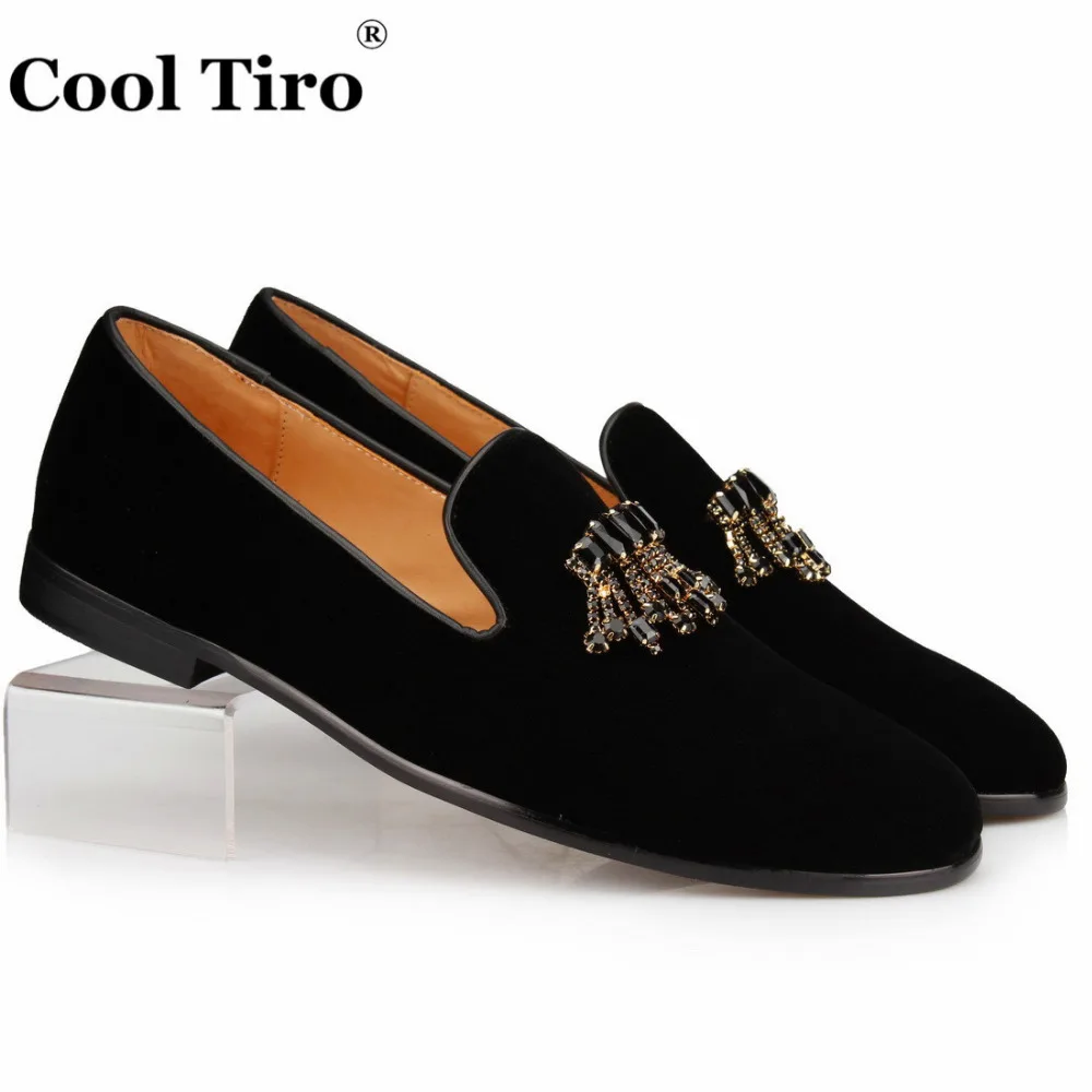 Velvet Loafers Crystal tassels Slippers (1)
