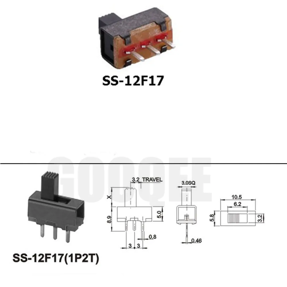 Details about   SS-12F23 SPDT PCB Mount slide switch 2 Pack Available in VG2 VG3 VG4 & VG5 