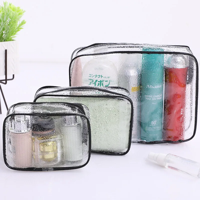 

3pcs/Set Transparent PVC Cosmetic Bag Travel Organizer Women Clear Zipper Makeup Bag Case Make Up Tote Bath Wash Bags Handbag