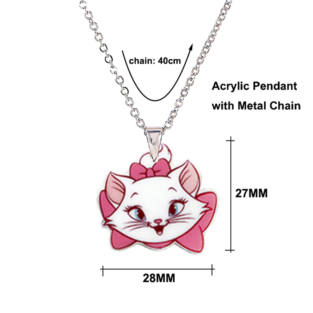 Menglina модное акриловое ожерелье с кулоном в виде кота из мультфильма для детей Серебристая цепь розовая Лисичка из смолы с плоским дном детские ювелирные изделия