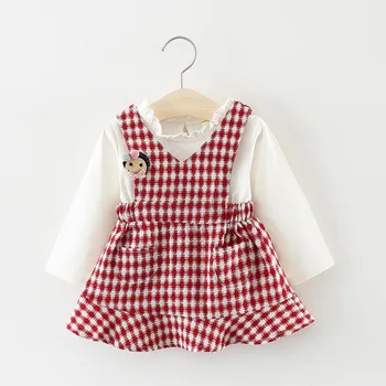 

2019 Spring Autumn Baby Girl Dress Long Sleeve 0-3 Year Baby Birthday Dress Strap Plaid Infant Girl Dresses