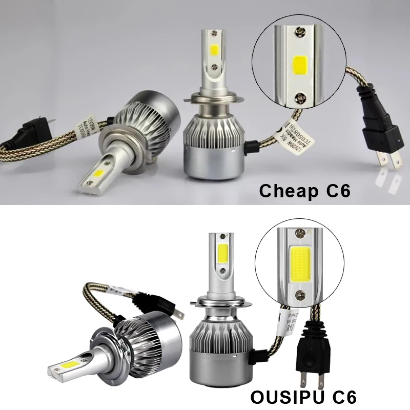 C6 цвет: желтый, белый 2 шт.* 72 Вт COB светодиодный светильник 12V H1 H3 H4 H7 H8 H9 H10 H11 H9 HB3 HB4 автомобилей головной светильник комплект спереди Светильник лампы Противотуманные фары лампы