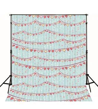

Heart Banner Blue Stripes Flag Wall Background Vinyl cloth High quality Computer print wedding backdrop