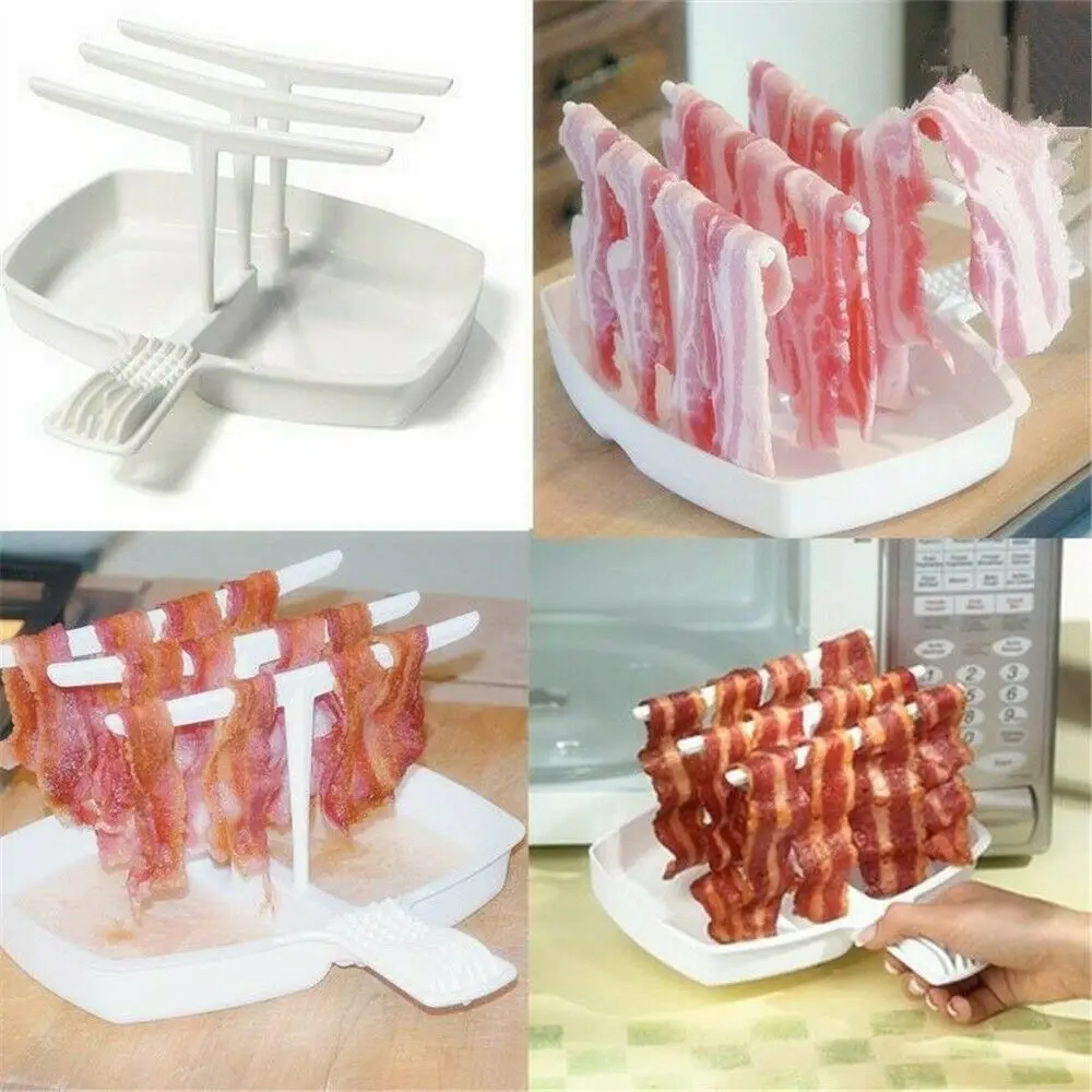 

NEW Kitchenware Barbecue Tray Cook Home Durable Microwave Bacon Tray Rack Hanger Food Preparation Cooker Tools Hot