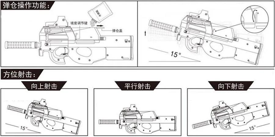 P90 боеприпасов водяной пистолет мальчик даже на открытом воздухе CS игрушечный пистолет для военных пистолет пуля картридж склад P90 кинжал клип аккумулятор