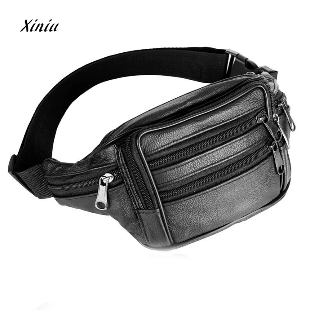 Men Leather Waist Fanny Pack Bum Adjustable Belt PU Leather Bag Money