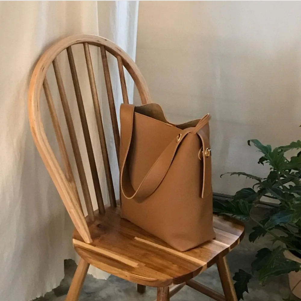  Fashion all-match bucket bag simple style pu leather one shoulder women's handbag female bag casual - 32862241560