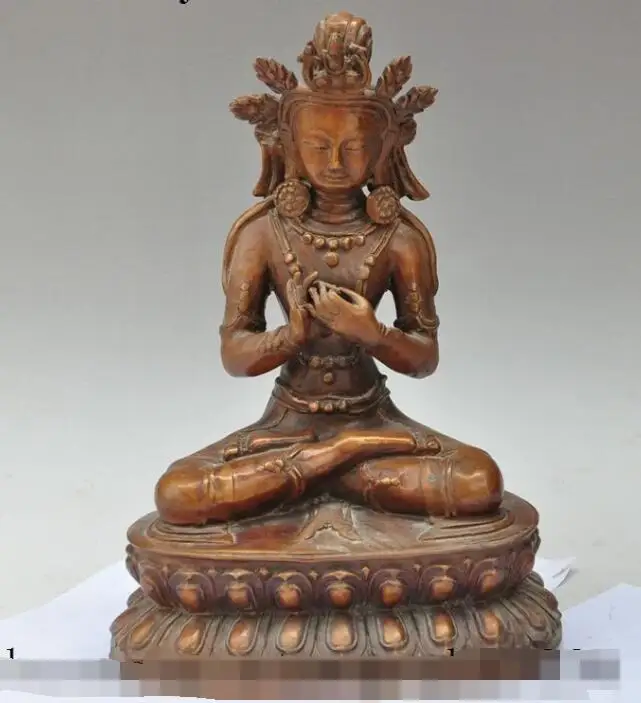 

S6910 12"chinese buddhism pure Purple bronze white Tara Kwan-Yin GuanYin buddha statue D0318