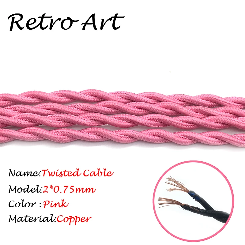 2 0.75mm2 Vintage Electrical Wire Braided Electric Cable Vintage 2