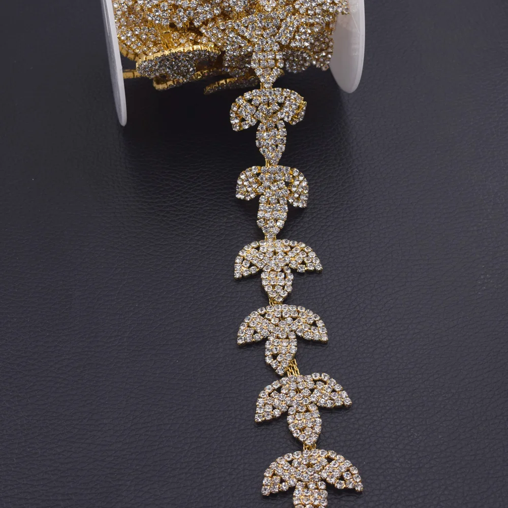 Leaves rhinestone trim HF-3296 (3)