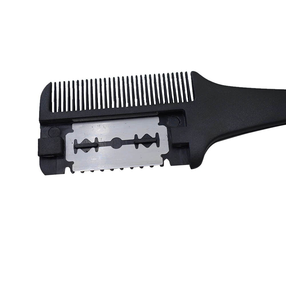 New professional razor comb black handle razor scissors double face