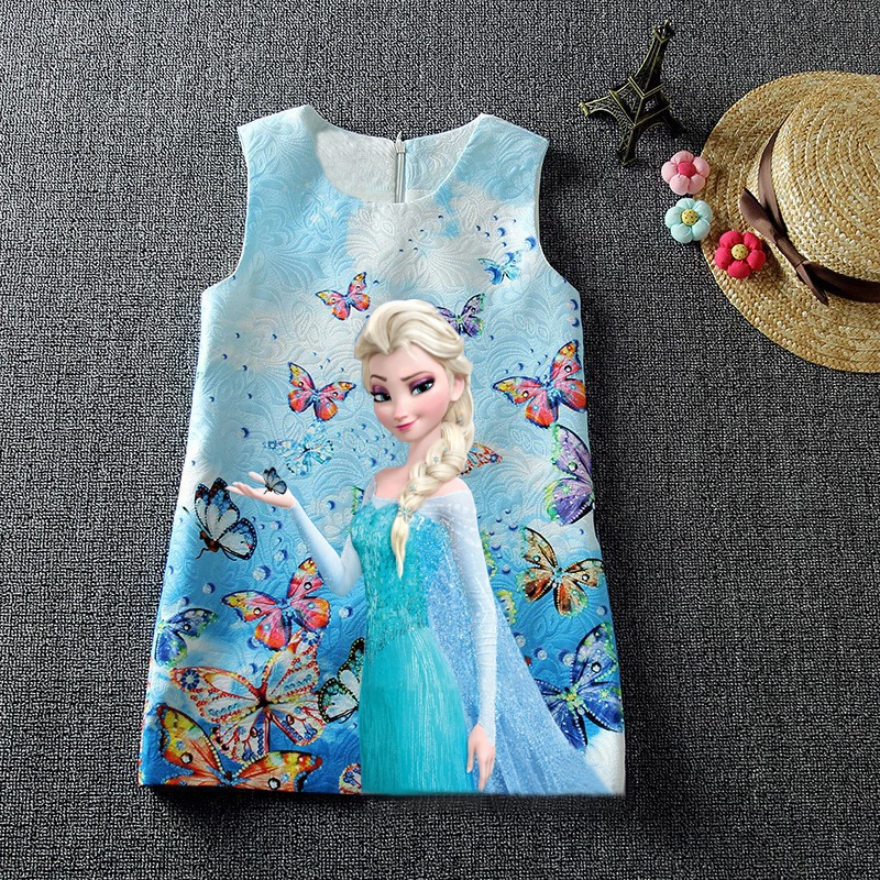 2018 Summer Baby Girl Dress Queen Princess Anna Elsa Dress Vestidos Butterfly Print Party Dress Kids Elza Costume Kids Clothes 2018 Summer Baby Girl Dress Queen Princess Anna Elsa Dress Vestidos Butterfly Print Party Dress Kids Elza Costume Kids Clothes