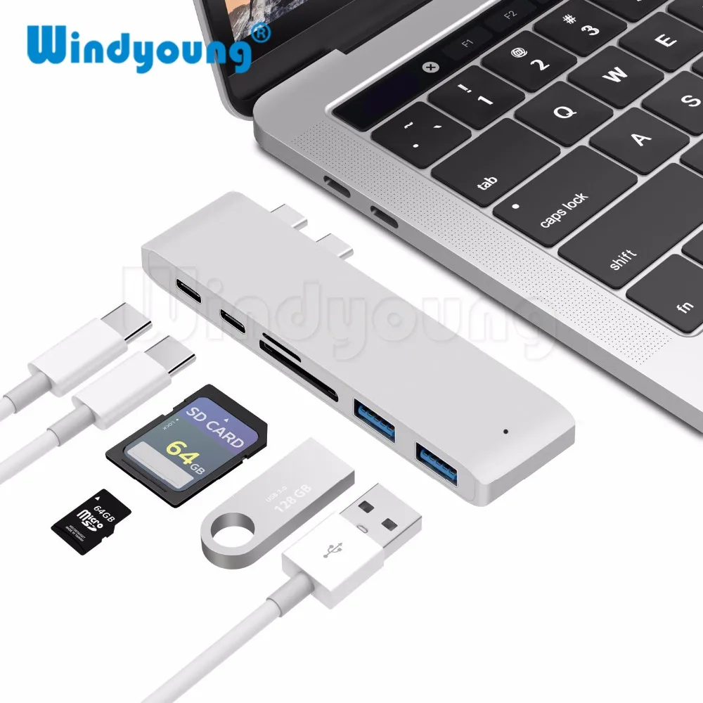 USB C концентратор type C концентратор SD/Micro SD кард-ридер тип-c к USB 3,0 с PD зарядное устройство для MacBook Pro // MacBook Air