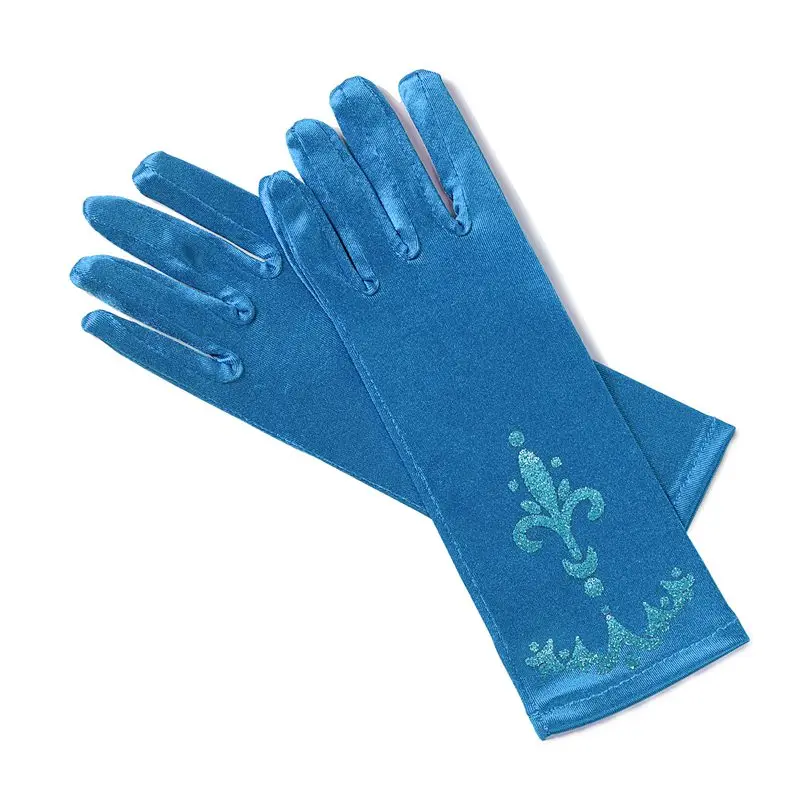 Girl Elsa Coronation Gloves Brocade Long Finger Mitten 24cm Sequins Printed Clothing Children Party Costume 3
