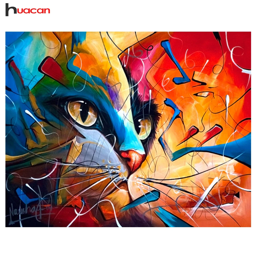 

HUACAN,Cats Diamond Embroidery Full Resin Round Diamond Mosaic,Patterns Rhinestone Diamond Painting Cross Stitch Home Decor HOT