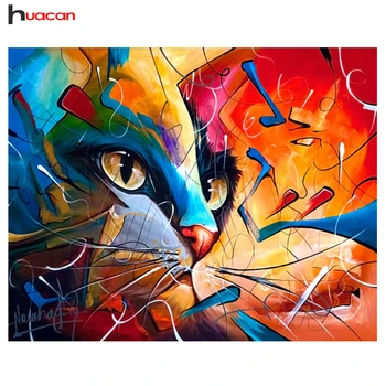 

HUACAN,Cats Diamond Embroidery Full Resin Round Diamond Mosaic,Patterns Rhinestone Diamond Painting Cross Stitch Home Decor HOT