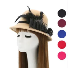 hot 6pcs/lot Ladys Mini Feather Gauze Top Hat Cap Lace fascinator Hair Clip Costume Accessory free sipping 2016 new