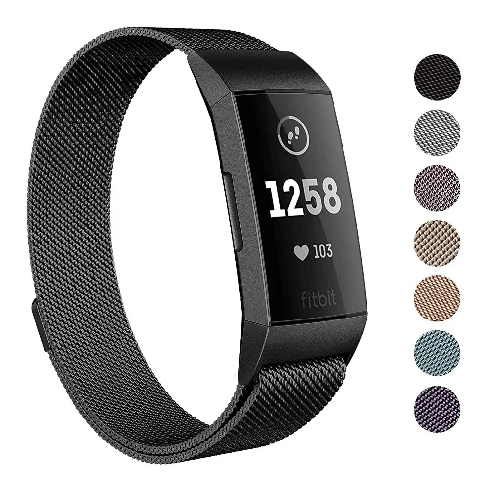 Магнитный браслет из нержавеющей стали для Fitbit Charge 3 сменные браслеты миланские
