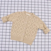 Милые осенние вязаные детские однобортные повседневные кардиганы для девочек; свитера для маленьких мальчиков; хлопковая одежда для подростков