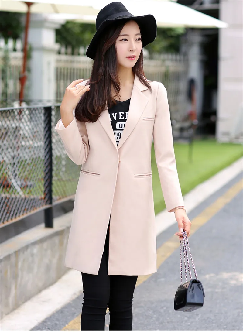 New Women Long Blazer Coat 2019Spring Korean Business Office Suit Jackets Ladies Blazers Solid Slim Female Tops Outerwear AA548