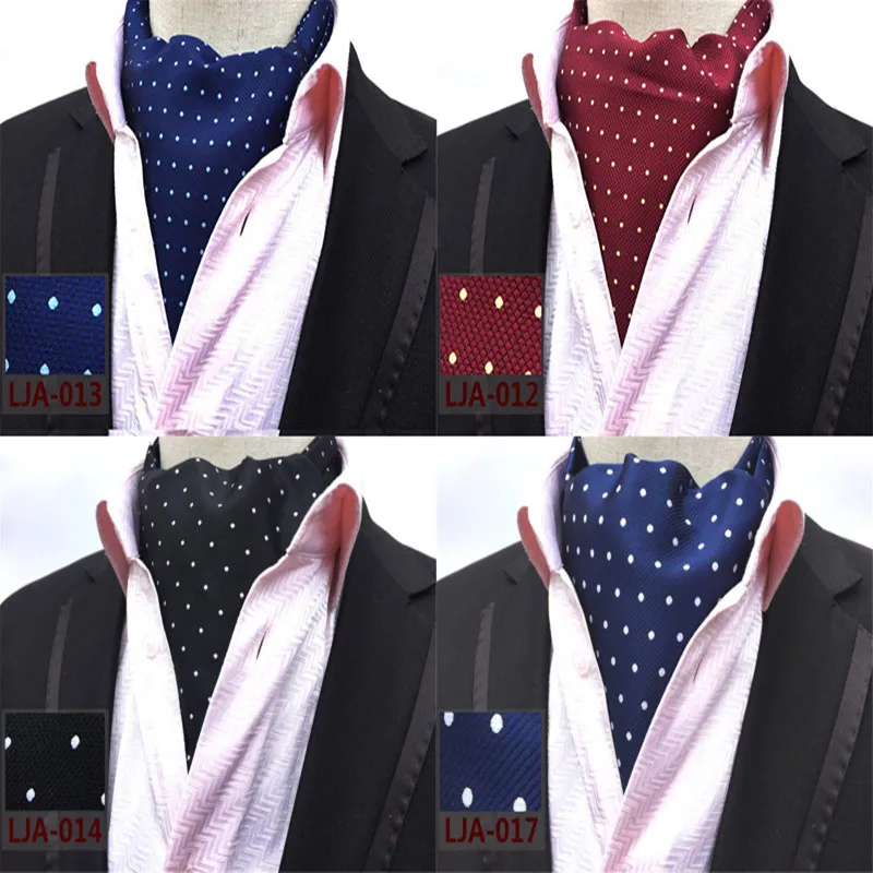 

CityRaider Gravatas New Classic Dotted Cravats for Men Silk Cravata Blue Red Black Mens Wedding Corbatas Detachable Collars A056