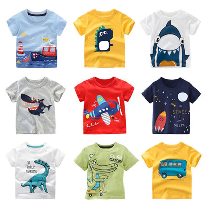 

2019 Summer New Boys Kids T-Shirt Children Fashion Cartoon Bus/space ship Print Short-Sleeved Cotton T Shirts Bottoming Shirt