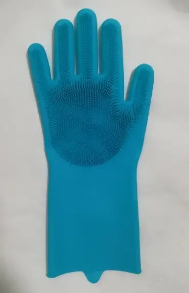 1 пара(2 шт.) волшебные перчатки для мытья посуды экологически чистые скруббер чистящие кухонные перчатки для ванной - Цвет: Blue