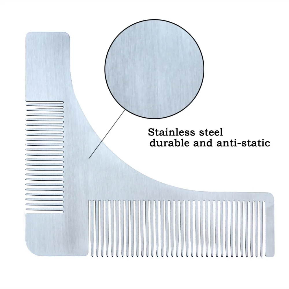 Stainless Steel Beard Comb Styling Tool Shaving Handmade Cut Hair Molding Trim Template (5)