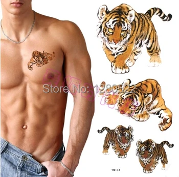 

3pcs 2014 hot sale Tiger 3d Temporary Tattoo stickers for men body art child kids tattoos