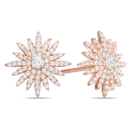 5/8 ct Natural Diamond Starburst Stud Earrings in 14K Rose Gold