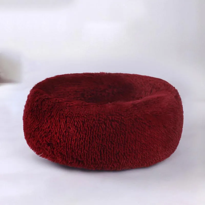 Red Круглая кровать для собаки моющиеся кошки маленькие пончики собачий дом супер мягкие ворсистые коврики диван для маленьких для средних и больших собак корзина для животных - Цвет: Red