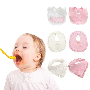 

3 PCS Cute Lace Baby Girls Bib Pink White Princess Bib For Girls Infant Baby Saliva Towels Burp Clothes Baby Girls Clothing